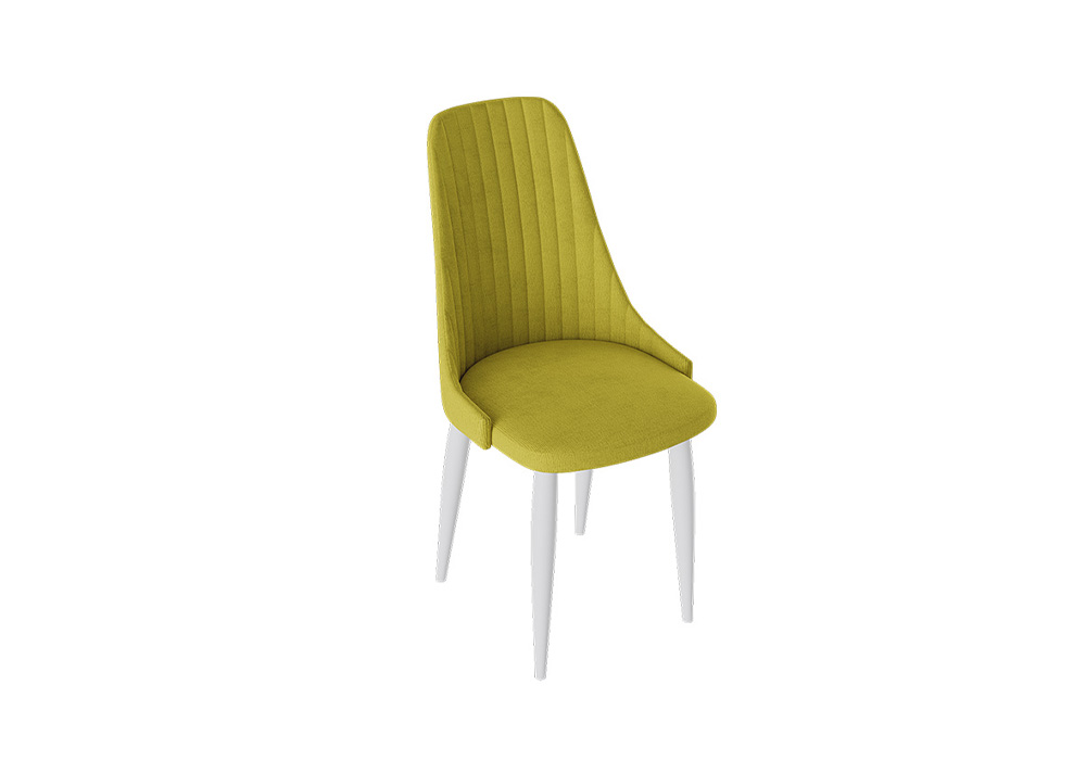 Стул Франк конус исп.2 белый матовый / микровелюр желтый