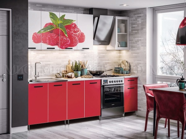 Кухонный Гарнитур Риана NEW Малина Фотопечать ЛДСП 2м.