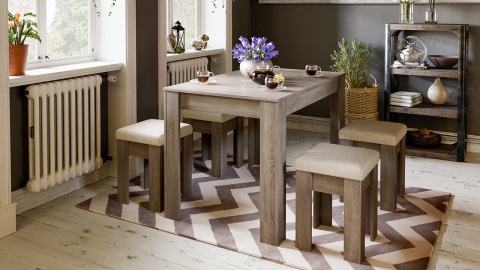 Обеденная группа «Гонконг» №2 (Дуб Сонома трюфель/Рогожка Бежевая)