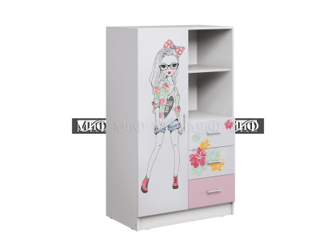 Шкаф Комбинированный Fashion (Ш-802 мм х Г-460 мм x В-1376 мм)Белый/Розовый