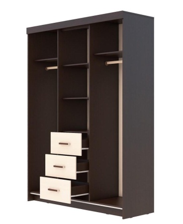 Шкаф-Купе Комфорт-6 Венге/Дуб Молочный (Ш-1600 х В-2200 х Г-560 мм)