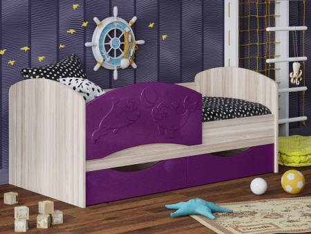 Детская Кровать Дельфин-3 МДФ с фасадом 3D/Разные Цвета