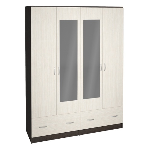 Шкаф Рига 4-х Створчатый с Зеркалом ШК-4 Разные Цвета/Ш-1600 х В-2120 х Г-520 мм