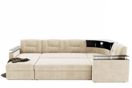 Диван Угловой Софья с Подсветкой и Ножками-Кубышками Ш-2400 х Г-1700 х В-950 мм/Спальное место Ш-1250 х Г-1950 мм